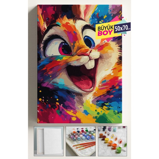 Sayılarla Boyama Seti Numaralı Tuval Fırça Boya Dahil Kasnaklı Set 50x70 Cm - RENKLİ TAVŞAN Sayılarla Boyama Seti Numaralı Tuval Fırça Boya Dahil Kasnaklı Set 50x70 Cm - RENKLİ TAVŞAN