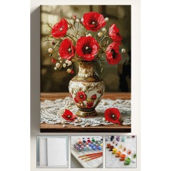 Sayılarla Boyama Seti Numaralı Tuval Fırça Boya Dahil Kasnaklı Set 40x50 Cm - DANTEL VAZO