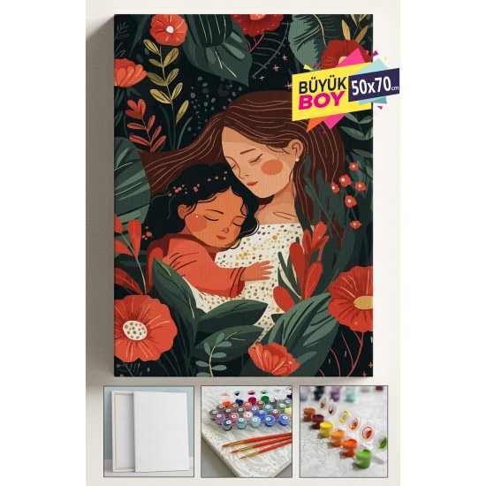 Sayılarla Boyama Seti Numaralı Tuval Fırça Boya Dahil Kasnaklı Set 50x70 Cm - ANNE KIZ SEVGİSİ Sayılarla Boyama Seti Numaralı Tuval Fırça Boya Dahil Kasnaklı Set 50x70 Cm - ANNE KIZ SEVGİSİ