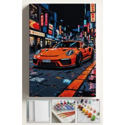 Sayılarla Boyama Tuval Seti Fırça Boya Dahil (çıtalı) 40x50 Cm JAPON PORS