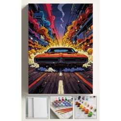 Sayılarla Boyama Seti Numaralı Tuval Fırça Boya Dahil Kasnaklı Set 40x50 Cm - HIZLI ARABA