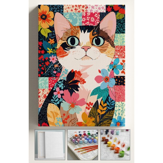 Sayılarla Boyama Seti Numaralı Tuval Fırça Boya 40x50 Cm - DESENLİ KEDİ Sayılarla Boyama Seti Numaralı Tuval Fırça Boya 40x50 Cm - DESENLİ KEDİ