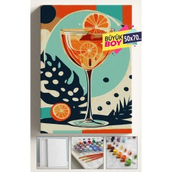 Sayılarla Boyama Seti Numaralı Tuval Fırça Boya Dahil Kasnaklı Set 50x70 Cm - CİN KOKTEYL