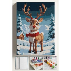 Sayılarla Boyama Çerçeveli Hobi Seti Numaralı Tuval Fırça Boya dahil Kasnaklı 40X50Cm YILBAŞI GEYİK