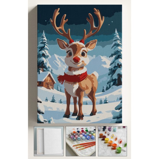 Sayılarla Boyama Çerçeveli Hobi Seti Numaralı Tuval Fırça Boya dahil Kasnaklı 40X50Cm YILBAŞI GEYİK Sayılarla Boyama Çerçeveli Hobi Seti Numaralı Tuval Fırça Boya dahil Kasnaklı 40X50Cm YILBAŞI GEYİK