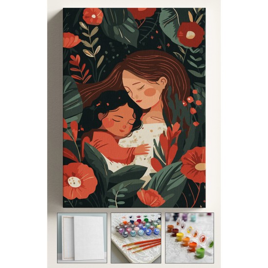 Sayılarla Boyama Çerçeveli Hobi Seti Numaralı Tuval Fırça Boya Kasnaklı 40X50Cm Anne Kız Sevgi Sayılarla Boyama Çerçeveli Hobi Seti Numaralı Tuval Fırça Boya Kasnaklı 40X50Cm Anne Kız Sevgi