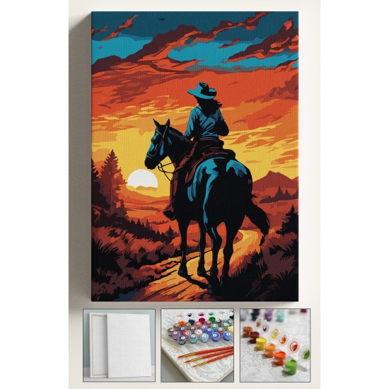 Sayılarla Boyama Çerçeveli Hobi Seti Numaralı Tuval Fırça Boya Kasnaklı 40X50Cm Kovboy Sayılarla Boyama Çerçeveli Hobi Seti Numaralı Tuval Fırça Boya Kasnaklı 40X50Cm Kovboy