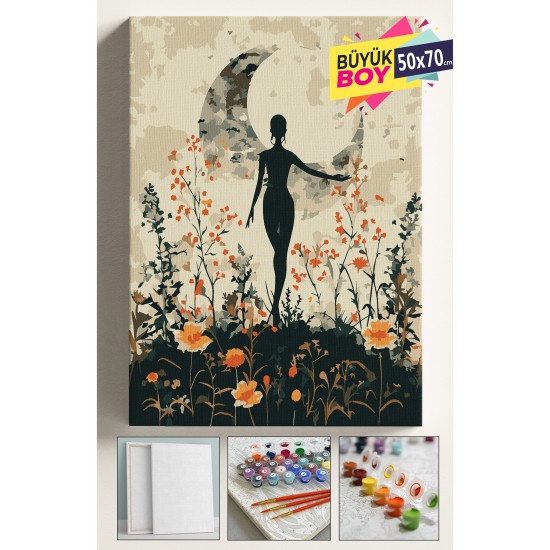 Sayılarla Boyama Seti Numaralı Tuval Fırça Boya Dahil Kasnaklı Set 50x70 Cm - AY KADIN Sayılarla Boyama Seti Numaralı Tuval Fırça Boya Dahil Kasnaklı Set 50x70 Cm - AY KADIN