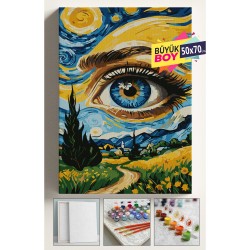 Sayılarla Boyama Seti Numaralı Tuval Fırça Boya Dahil Kasnaklı Set 50x70 Cm - VAN GOHG GÖZ