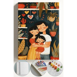 Sayılarla Boyama Çerçeveli Hobi Seti Numaralı Tuval Fırça Boya Dahil Kasnaklı 40X50 Cm ANNELER GÜNÜ