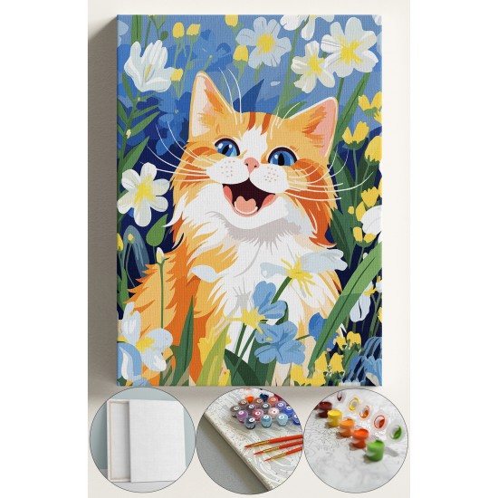 Sayılarla Boyama Ve Hobi Seti Tuvale Gerilmiş Kasnaklı 40x50 Fırça ve Boya Dahil Gülümseyen Kedi Sayılarla Boyama Ve Hobi Seti Tuvale Gerilmiş Kasnaklı 40x50 Fırça ve Boya Dahil Gülümseyen Kedi