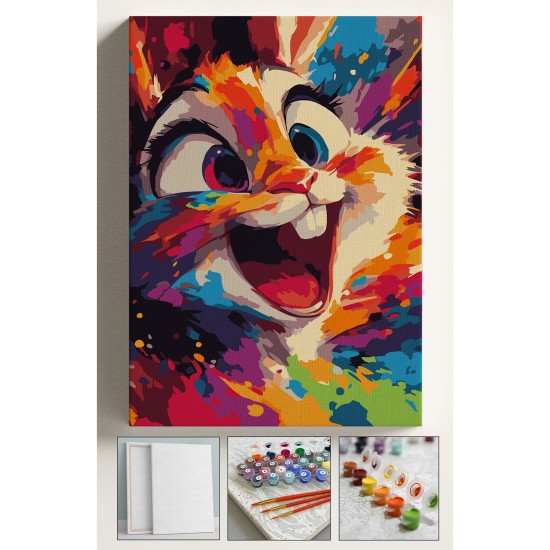 Sayılarla Boyama Seti Numaralı Tuval Fırça Boya Dahil Kasnaklı Set 40x50 Cm - RENKLİ TAVŞAN Sayılarla Boyama Seti Numaralı Tuval Fırça Boya Dahil Kasnaklı Set 40x50 Cm - RENKLİ TAVŞAN