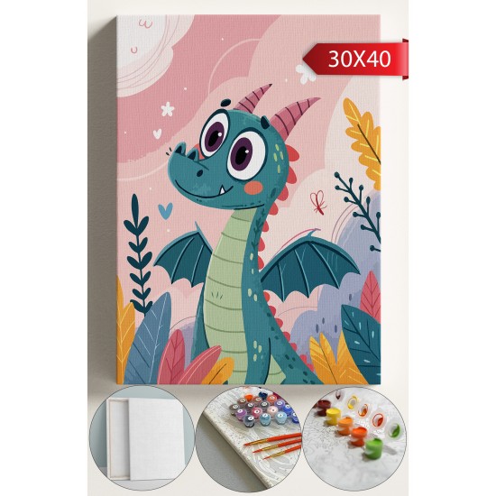 Sayılarla Boyama Seti Numaralı Tuval Fırça Boya 30x40 Cm - Minik Ejderha Sayılarla Boyama Seti Numaralı Tuval Fırça Boya 30x40 Cm - Minik Ejderha