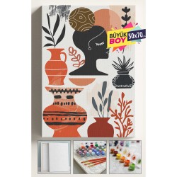 Sayılarla Boyama Seti Numaralı Tuval Fırça Boya Dahil Kasnaklı Set 50x70 Cm - TOPUZ KADIN