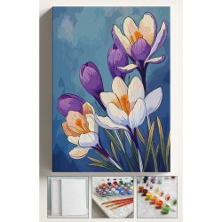 Sayılarla Boyama Seti Çerçeveli Hobi Seti Tuval Fırça Boya Kasnaklı Set 40x50 Cm Mor Çiğdem