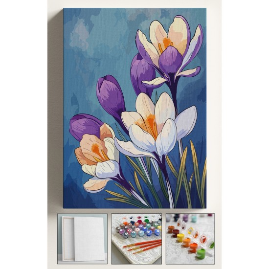 Sayılarla Boyama Seti Çerçeveli Hobi Seti Tuval Fırça Boya Kasnaklı Set 40x50 Cm Mor Çiğdem Sayılarla Boyama Seti Çerçeveli Hobi Seti Tuval Fırça Boya Kasnaklı Set 40x50 Cm Mor Çiğdem