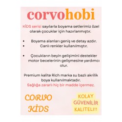 Çocuk Sayılarla Boyama Numaralı Tuval Seti Fırça Boya Dahil 40x50 Cm BOB VE ARKADAŞLARI