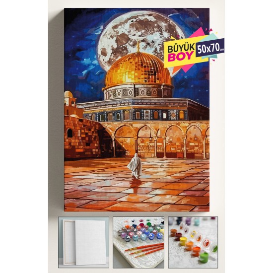 Sayılarla Boyama Seti Numaralı Tuval Fırça Boya Dahil Kasnaklı Set 50x70 Cm - MESCİDİ AKSA DOLUNAY Sayılarla Boyama Seti Numaralı Tuval Fırça Boya Dahil Kasnaklı Set 50x70 Cm - MESCİDİ AKSA DOLUNAY