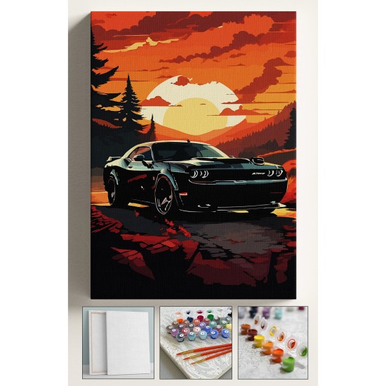 Sayılarla Boyama Seti Numaralı Tuval Fırça Boya Dahil Kasnaklı Set 40x50 Cm - SİYAH DODGE ARABA Sayılarla Boyama Seti Numaralı Tuval Fırça Boya Dahil Kasnaklı Set 40x50 Cm - SİYAH DODGE ARABA