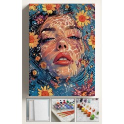 Sayılarla Boyama Seti Numaralı Tuval Fırça Boya Dahil Kasnaklı Set 40x50 Cm - SU VE KADIN