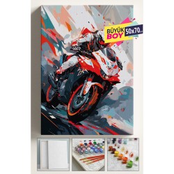 Sayılarla Boyama Seti Numaralı Tuval Fırça Boya Dahil Kasnaklı Set 50x70 Cm - SÜPERMOTO