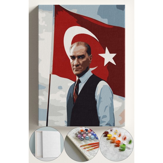 Sayılarla Boyama Seti Numaralı Tuval Fırça Boya 40x50 Cm - ATATÜRK BAYRAK Sayılarla Boyama Seti Numaralı Tuval Fırça Boya 40x50 Cm - ATATÜRK BAYRAK