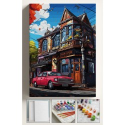 Sayılarla Boyama Seti Çerçeveli Hobi Seti Tuval Fırça Boya Kasnaklı Set 40x50 Cm Londra Ev