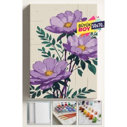 Sayılarla Boyama Seti Numaralı Tuval Fırça Boya Dahil Kasnaklı Set 50x70 Cm - MOR ŞAKAYIK