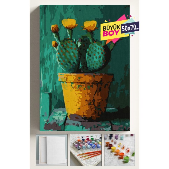 Sayılarla Boyama Seti Numaralı Tuval Fırça Boya Dahil Kasnaklı Set 50x70 Cm - BÜYÜK KAKTÜS Sayılarla Boyama Seti Numaralı Tuval Fırça Boya Dahil Kasnaklı Set 50x70 Cm - BÜYÜK KAKTÜS