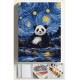 Sayılarla Boyama Seti Numaralı Tuval Fırça Boya Dahil Kasnaklı Set 40x50 Cm - YILDIZLI GECE PANDA