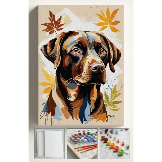 Sayılarla Boyama Çerçeveli Hobi Seti Numaralı Tuval Fırça Boya Kasnaklı 40X50 Cm - KAHVERENGİ KÖPEK Sayılarla Boyama Çerçeveli Hobi Seti Numaralı Tuval Fırça Boya Kasnaklı 40X50 Cm - KAHVERENGİ KÖPEK