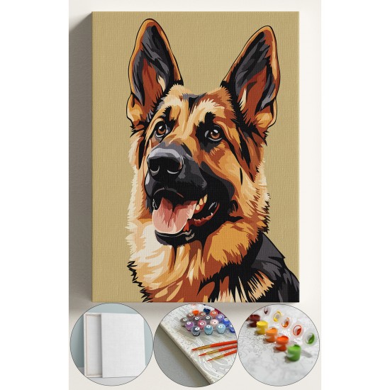 Sayılarla Boyama Çerçeveli Hobi Seti Numaralı Tuval Fırça Boya Dahil Kasnaklı 40X50 Cm ALMAN KÖPEĞİ Sayılarla Boyama Çerçeveli Hobi Seti Numaralı Tuval Fırça Boya Dahil Kasnaklı 40X50 Cm ALMAN KÖPEĞİ