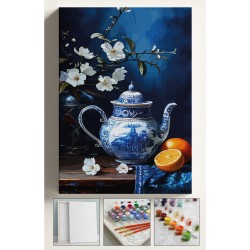 Sayılarla Boyama Seti Numaralı Tuval Fırça Boya Dahil Kasnaklı Set 40x50 Cm - PORTAKAL VAZO