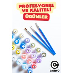 Sayılarla Boyama Çerçeveli Hobi Seti Numaralı Tuval Fırça Boya Dahil Kasnaklı 40X50 Cm ALMAN KÖPEĞİ