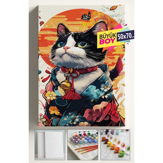 Sayılarla Boyama Seti Numaralı Tuval Fırça Boya Dahil Kasnaklı Set 50x70 Cm - ÇINGIRAKLI KEDİ Sayılarla Boyama Seti Numaralı Tuval Fırça Boya Dahil Kasnaklı Set 50x70 Cm - ÇINGIRAKLI KEDİ
