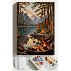 Sayılarla Boyama Seti Numaralı Tuval Fırça Boya 40x50 Cm - Çadır Kamp