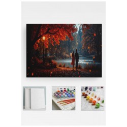 Sayılarla Boyama Çerçeveli Hobi Seti Numaralı Tuval Fırça Boya Kasnaklı 40X50Cm SON BAHAR GÖL KENARI Sayılarla Boyama Çerçeveli Hobi Seti Numaralı Tuval Fırça Boya Kasnaklı 40X50Cm SON BAHAR GÖL KENARI