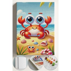 Çocuk Sayılarla Boyama Numaralı Tuval Seti Fırça Boya Dahil 40x50 Cm BEBEK YENGEÇ