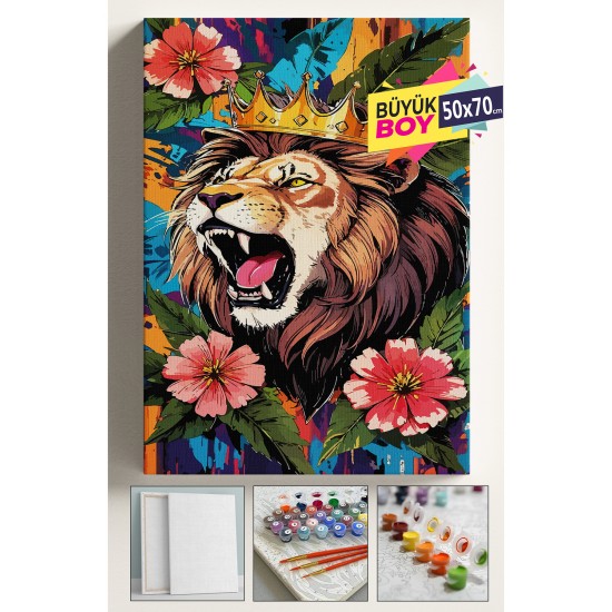 Sayılarla Boyama Seti Numaralı Tuval Fırça Boya Dahil Kasnaklı Set 50x70 Cm - ÇİÇEKLİ ASLAN Sayılarla Boyama Seti Numaralı Tuval Fırça Boya Dahil Kasnaklı Set 50x70 Cm - ÇİÇEKLİ ASLAN