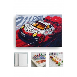 Sayılarla Boyama Tuval Seti Fırça Boya Dahil (Çıtalı) 40x50 CM - 911