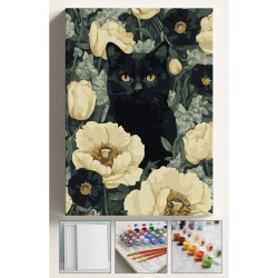 Sayılarla Boyama Tuval Seti Fırça Boya Dahil (Çıtalı) 40x50 CM - BEYAZ ÇİÇEKLER SİYAH KEDİ Sayılarla Boyama Tuval Seti Fırça Boya Dahil (Çıtalı) 40x50 CM - BEYAZ ÇİÇEKLER SİYAH KEDİ