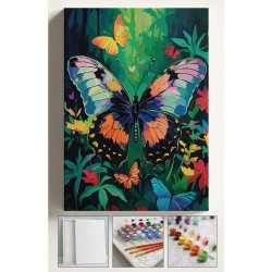 Sayılarla Boyama Seti Numaralı Tuval Fırça Boya Dahil Kasnaklı Set 40x50 Cm - ORMAN KELEBEK