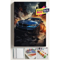 Sayılarla Boyama Seti Numaralı Tuval Fırça Boya Dahil Kasnaklı Set 50x70 Cm -BMWMAVİ