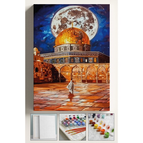 Sayılarla Boyama Seti Numaralı Tuval Fırça Boya Dahil Kasnaklı Set 40x50 Cm - MESCİDİ AKSA DOLUNAY