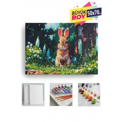 Sayılarla Boyama Seti Numaralı Tuval Fırça Boya Dahil Kasnaklı Set 50x70 Cm - TAVŞAN