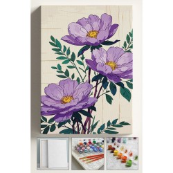 Sayılarla Boyama Seti Çerçeveli Hobi Seti Tuval Fırça Boya Kasnaklı Set 40x50 Cm Mor Şakayık