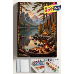 Sayılarla Boyama Seti Numaralı Tuval Fırça Boya Dahil Kasnaklı Set 50x70 Cm - ÇADIR KAMP