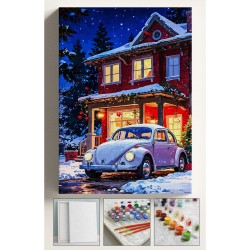 Sayılarla Boyama Seti Çerçeveli Hobi Seti Tuval Fırça Boya Kasnaklı Set 40x50 Cm Beyaz Vosvos