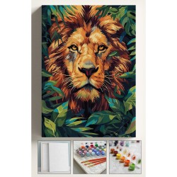 Sayılarla Boyama Seti Numaralı Tuval Fırça Boya Dahil Kasnaklı Set 40x50 Cm - ORMANIN KRALI