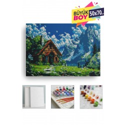 Sayılarla Boyama Seti Numaralı Tuval Fırça Boya Dahil Kasnaklı Set 50x70 Cm - DAĞ EVİ